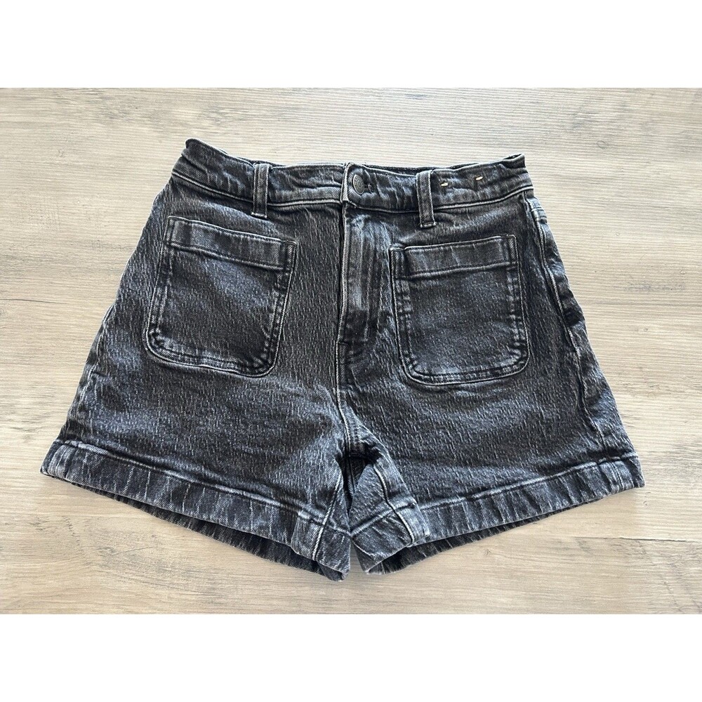 Madewell The High Rise Sailor Shorts Stretch Denim Black Womens Size 25